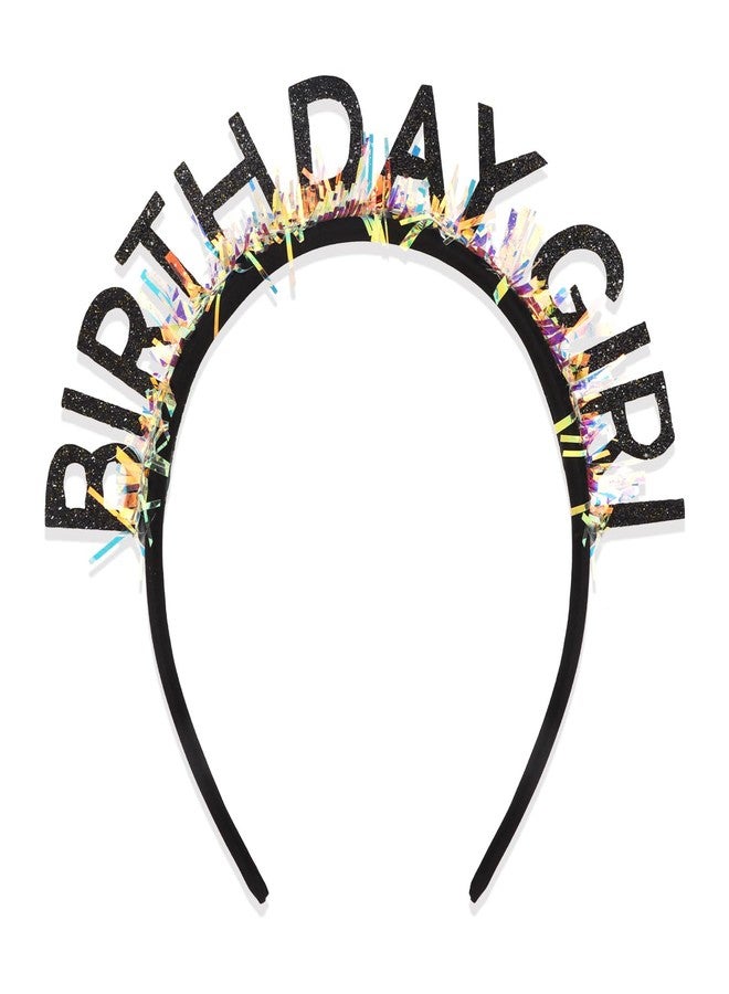 Jaciya Birthday Girl Glitter Headband for Women Girls Sparkling Black Party Hair Accessories with Confetti Tinsel - Image 1